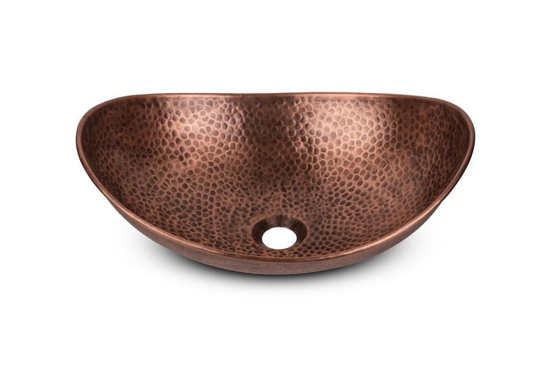 Monarch Abode 19-Inch Hand Hammered Pure Copper Harbor Vessel Bathroom Sink, Bathroom Vessel Sink, Above Counter Bathroom Sink Bowl for Vanity or Powder Room - Image 1