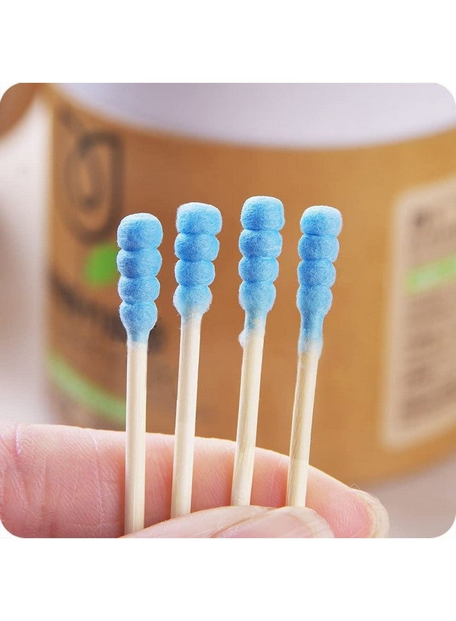 TWOK TWOK Bamboo Cotton Swabs 200 Count | Cotton Swab Pointed/Round Q Tips Organic Cotton Buds for Ears Makeup Cleaning Kid Baby,multi color - Image 4