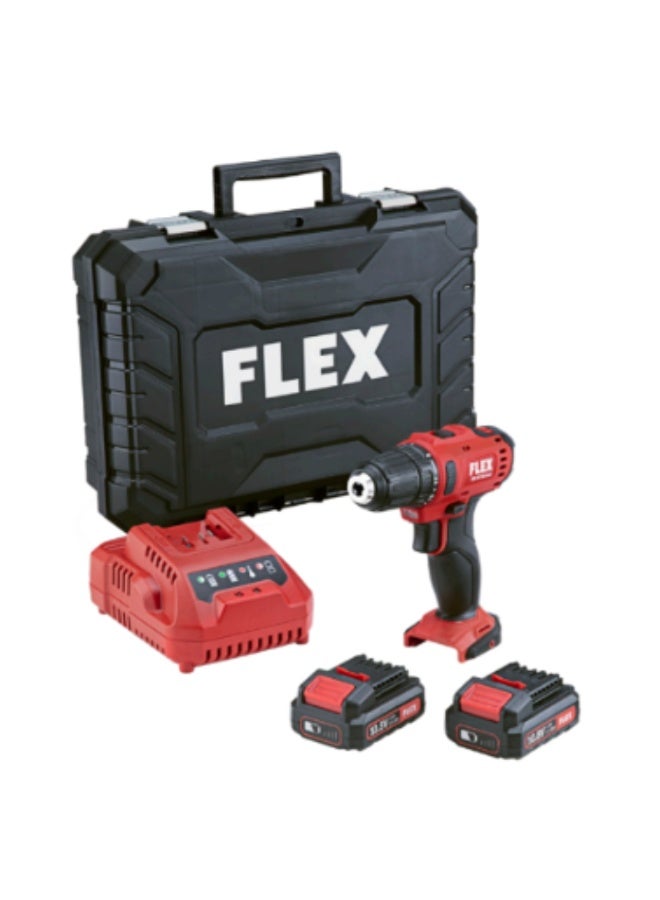 FLEX DD 2G 10.8-LD BC/2.5 Cordless Drill Driver Kit | 10.8V Light-Duty Drill Driver | 34Nm Max Torque | 2-Speed Gearbox | Includes 2 x 2.5Ah Batteries & Charger