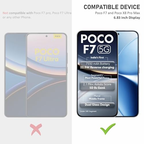 SupCares Tempered Glass for Poco F7 and Poco X8 Pro Max (6.83 Inch) With Installation Kit | Military-Grade Gorilla Screen Protector | Edge to Edge Coverage | Black - Image 2
