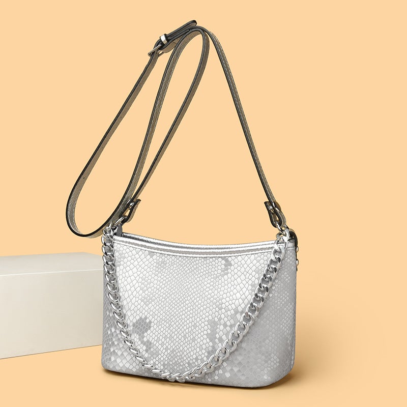 Snakeskin Bucket Bag Fashion Niche Chain Bag High-End Sense Ins Gradient Shoulder Bag For Women - Image 5