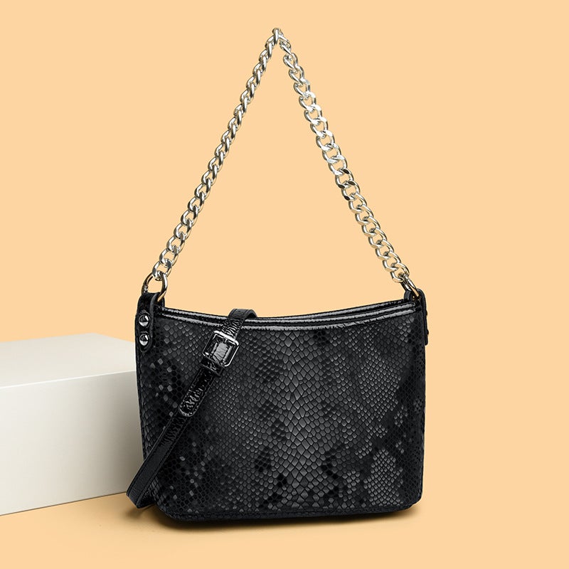 Snakeskin Bucket Bag Fashion Niche Chain Bag High-End Sense Ins Gradient Shoulder Bag For Women - Image 4