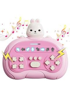 Generic Quick Press Game Fidget Toy Handle Flashing Portable Travel Board Game for Kids Adults Xmas Birthday Gifts Pink Rabbit  - Image 1