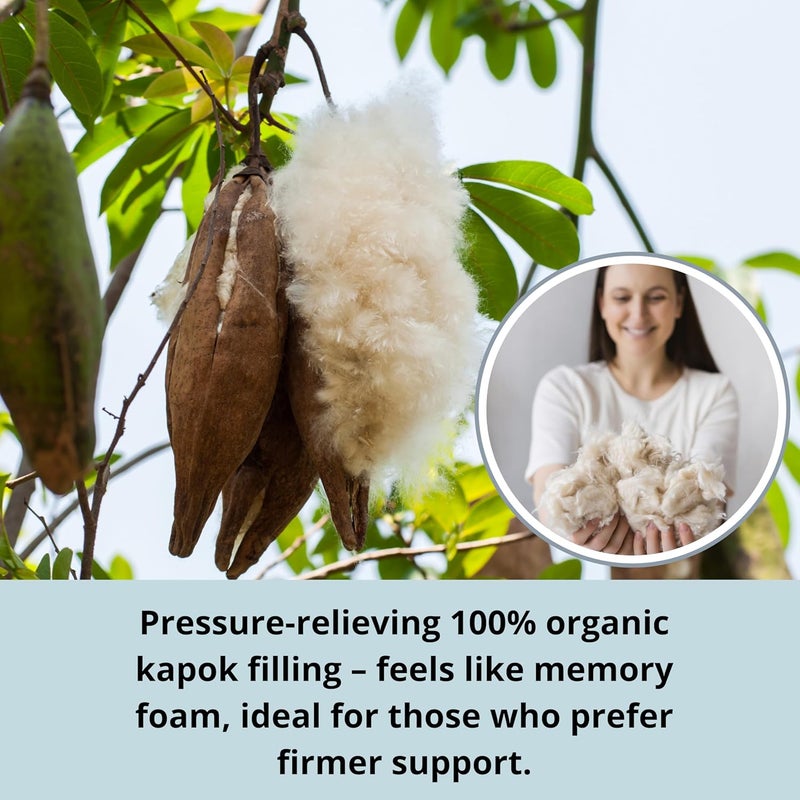 MINICAMP وسادة الحمل العضوية الأولى للنوم وإرضاع الأطفال مصنوعة من حشوة كابوك الطبيعية وسادة مريحة للتمريض والدعم أثناء الحمل للذين ينامون على الجانب مع غطاء قابل للإزالة - Image 5