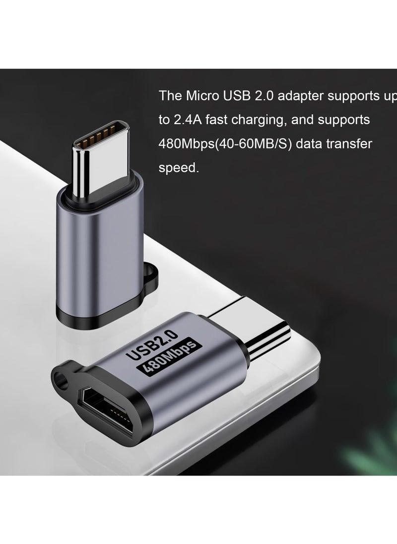 GNAFOTU Micro USB 2.0 to USB C Adapter (4 Pack), Micro USB Female to USB Type C Male Converter Connector Support Charge Data Sync for Galaxy Type-C Phones, Tablets and More (Grey)  - Image 5
