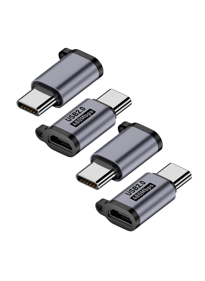 GNAFOTU Micro USB 2.0 to USB C Adapter (4 Pack), Micro USB Female to USB Type C Male Converter Connector Support Charge Data Sync for Galaxy Type-C Phones, Tablets and More (Grey)  - Image 1
