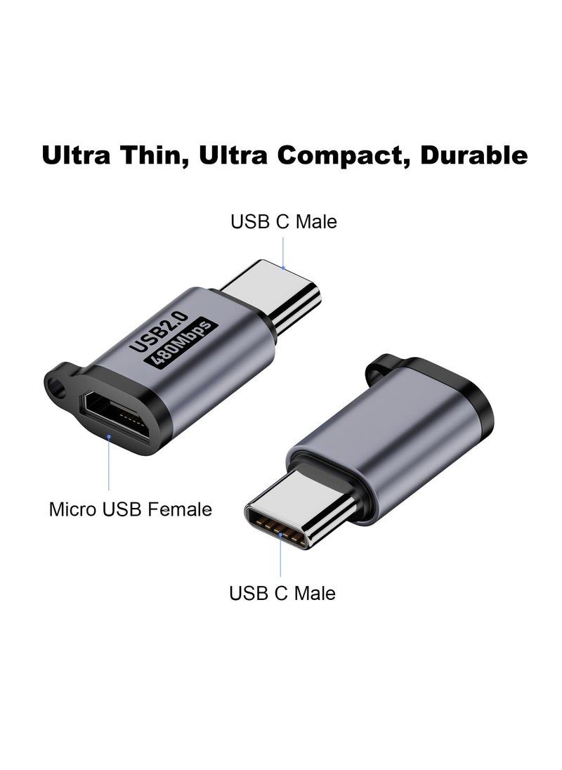 GNAFOTU Micro USB 2.0 to USB C Adapter (4 Pack), Micro USB Female to USB Type C Male Converter Connector Support Charge Data Sync for Galaxy Type-C Phones, Tablets and More (Grey)  - Image 4