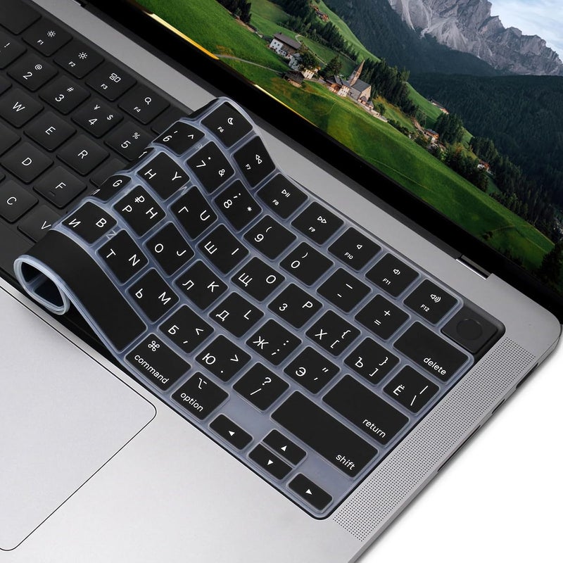MasiBloom غطاء لوحة المفاتيح السيليكوني لجهاز MacBook Air مقاس 15 بوصة بشريحة M2 (A2941) و13.6 بوصة (A2681) الذي تم إصداره في عامي 2022 و2023، مع شاشة Liquid Retina وTouch ID، ملحق حماية بتخطيط أمريكي (روسي) - Image 1