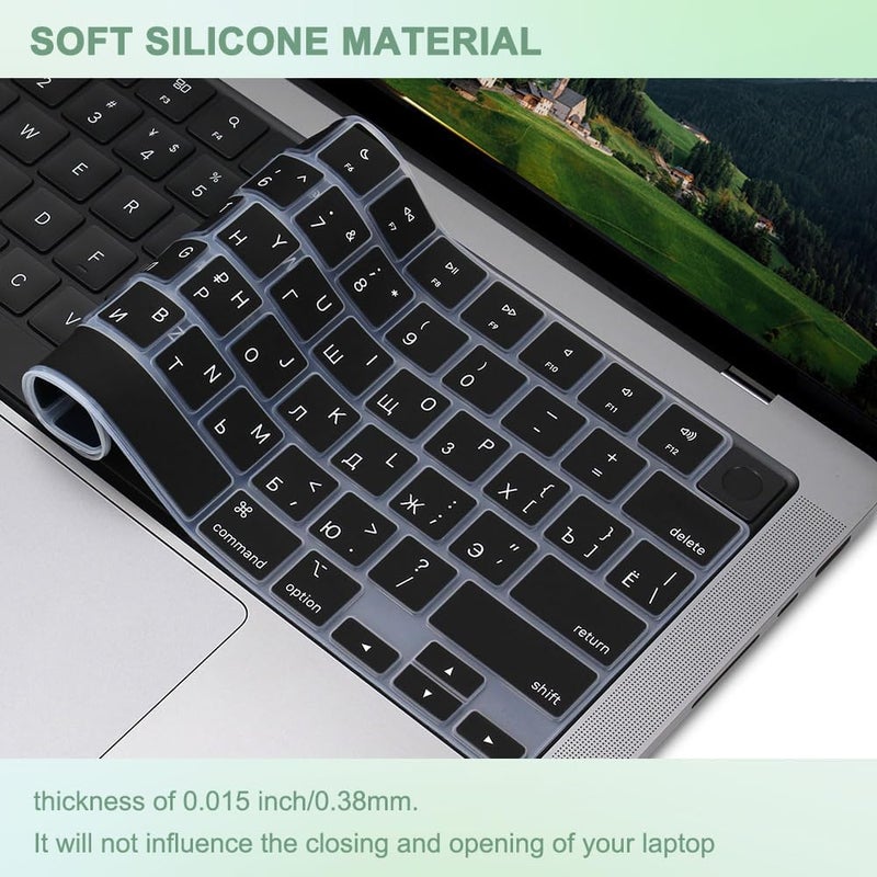 MasiBloom غطاء لوحة المفاتيح السيليكوني لجهاز MacBook Air مقاس 15 بوصة بشريحة M2 (A2941) و13.6 بوصة (A2681) الذي تم إصداره في عامي 2022 و2023، مع شاشة Liquid Retina وTouch ID، ملحق حماية بتخطيط أمريكي (روسي) - Image 4