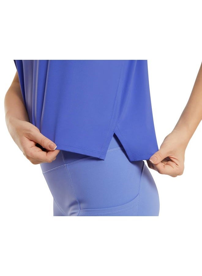 JOYSPELS Ice Silk Crop Workout Tank Tops for Women Cool-Dry Sleeveless Loose Fit Yoga Shirts Running Gym Athletic Tops for Women, Bluebonnet, M - Image 4