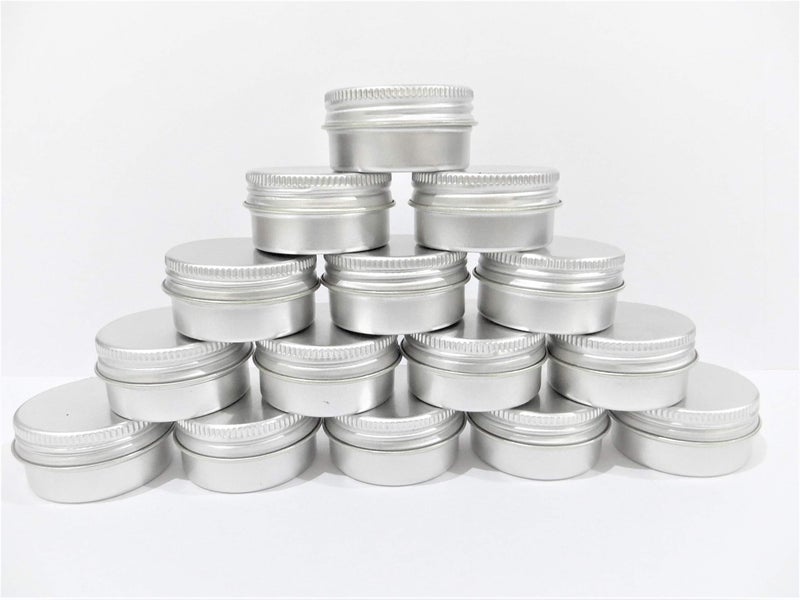 FUN + LEARN 15g/ml Small Round Aluminium Tin Box (39 mm x 20 mm, Silver) -Pack of 15 - Image 1
