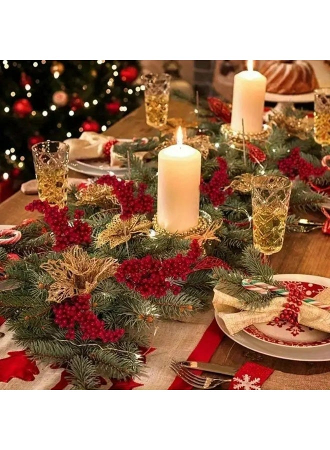 Kandid 10Pcs Artificial Red Berry Stems for Christmas Tree Decorations, Holiday Home Decor, Winter Floral Arrangements - Image 2