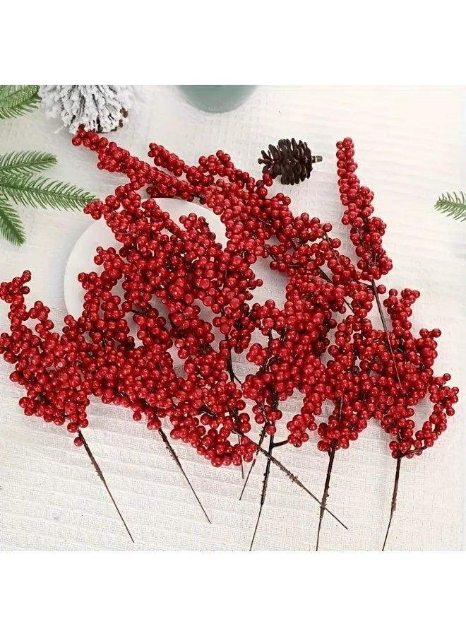 Kandid 10Pcs Artificial Red Berry Stems for Christmas Tree Decorations, Holiday Home Decor, Winter Floral Arrangements - Image 5