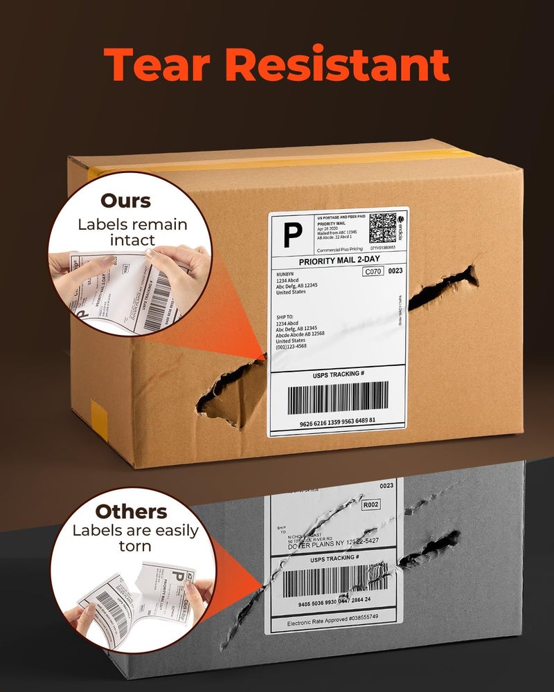 MUNBYN 4"x6" Direct Thermal Shipping Labels, Durable Waterproof, Oil-Proof, Scratch-Proof, Alcohol-Resistant, Tear-Resistant Label Paper for Thermal Printers, Packages, and Logistics, 380 Sheets/Roll - Image 5
