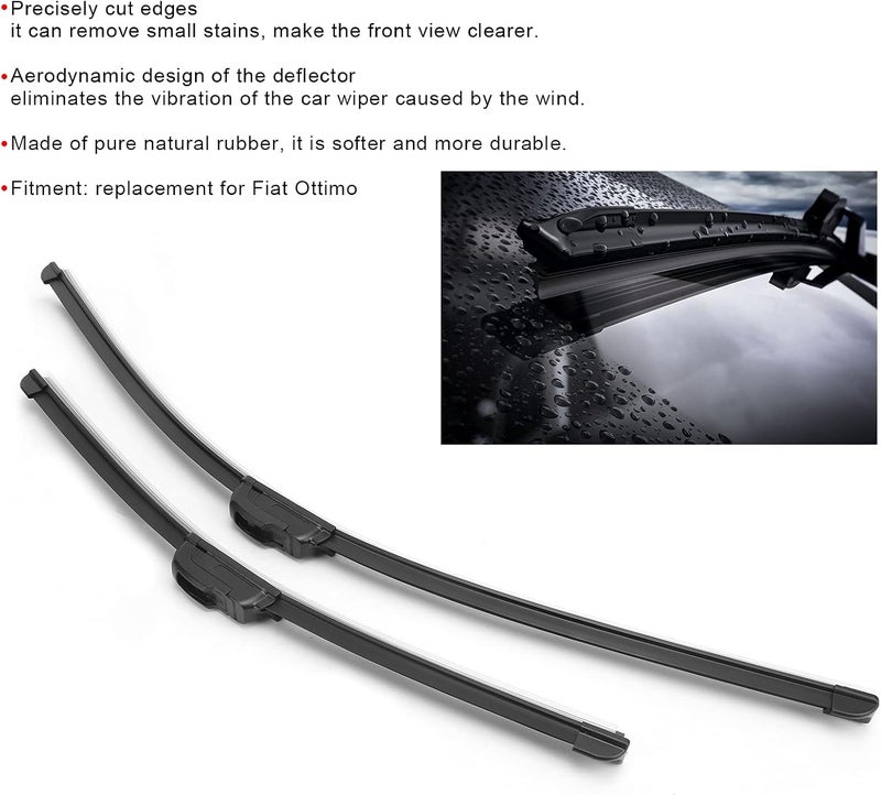 klarako Windshield Wiper Blades, 2pcs Front Bracketless Wiper Windscreen Wiper Accessory for Ottimo - Image 2