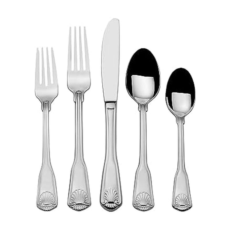 Towle London Shell 45-Piece 18/10 Stainless Steel Flatware Set, Service for 8 - Image 1