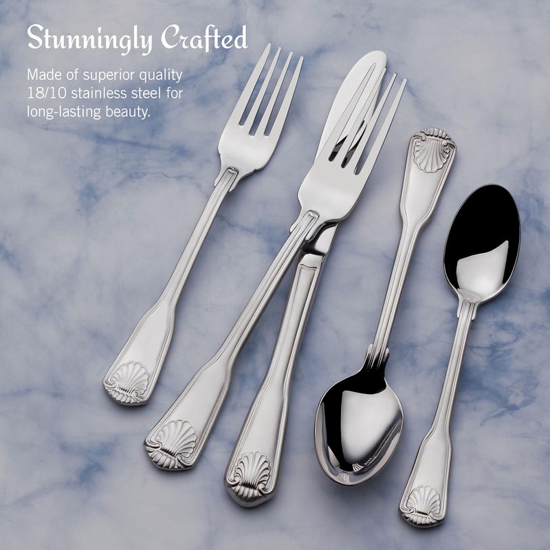 Towle London Shell 45-Piece 18/10 Stainless Steel Flatware Set, Service for 8 - Image 5