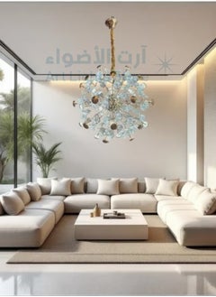 ماركة غير محددة ثريات علاقي ليد مودرن بثلاث اضاءات مودرن كرستال مقاس القطر 45 سم ذهبي  - Image 3