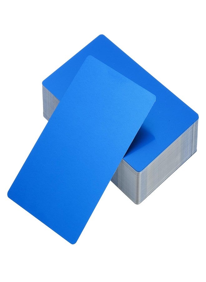 YOKIVE 100 Pack Metal Business Card, Laser Engraving Aluminum Double Side Print, Office, Hotel (Blue, 0.21mm Thick 3.4x2.1 Inch) - Image 1