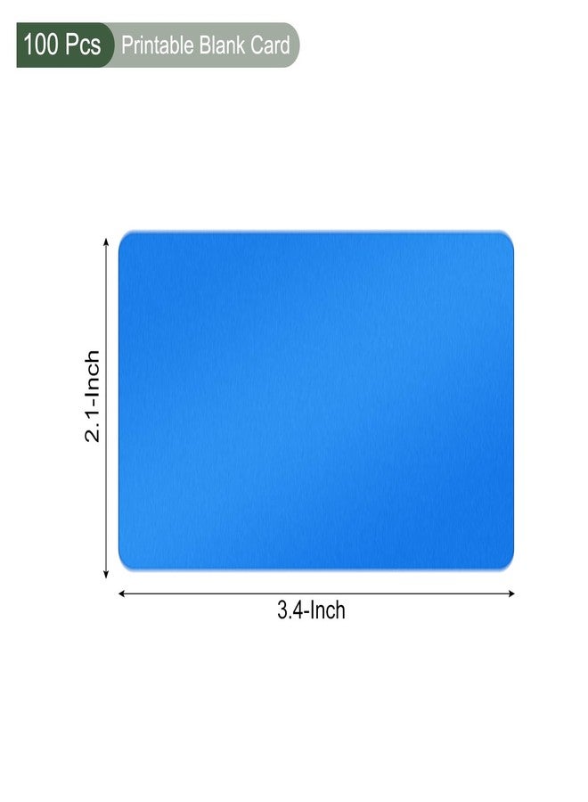 YOKIVE 100 Pack Metal Business Card, Laser Engraving Aluminum Double Side Print, Office, Hotel (Blue, 0.21mm Thick 3.4x2.1 Inch) - Image 2