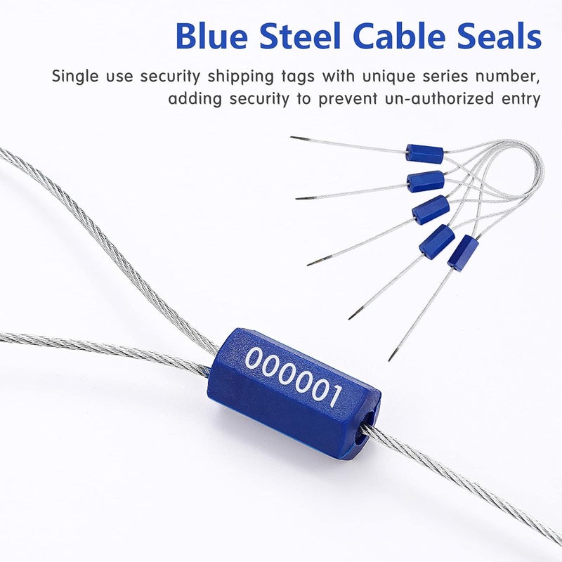 Honoson 50 Pieces Steel Security Cable Seal - Disposable Numbered Anti-Tamper Tags for Electricity/Water Meters - Self-Locking Shipping Padlock (Blue) - Image 4