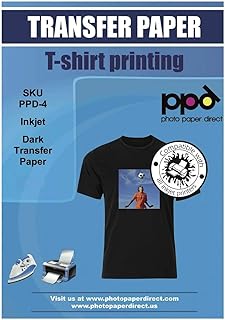 Photo Paper Direct Photo Paper Direct PPD Inkjet PREMIUM Iron-On Dark T Shirt Transfers Paper LTR 8.5x11" Pack of 5 Sheets (PPD-4-5)  - Image 1