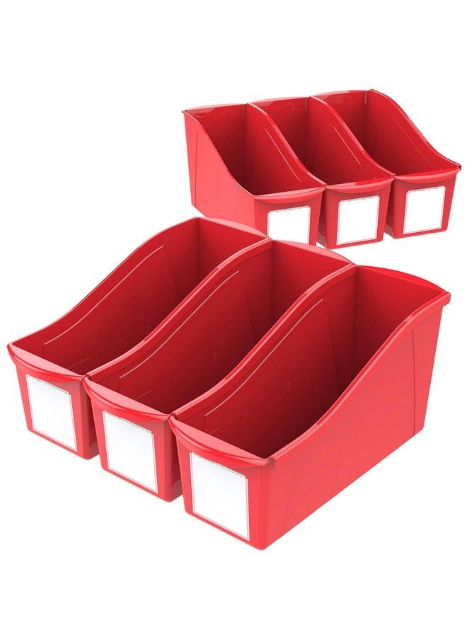 Storex Large Book Bin 14.3 X 5.3 X 7 Inches Red Case Of 6 (71116U06C) 14.3 X 5.3 X 7 Inches 6Pack - Image 2