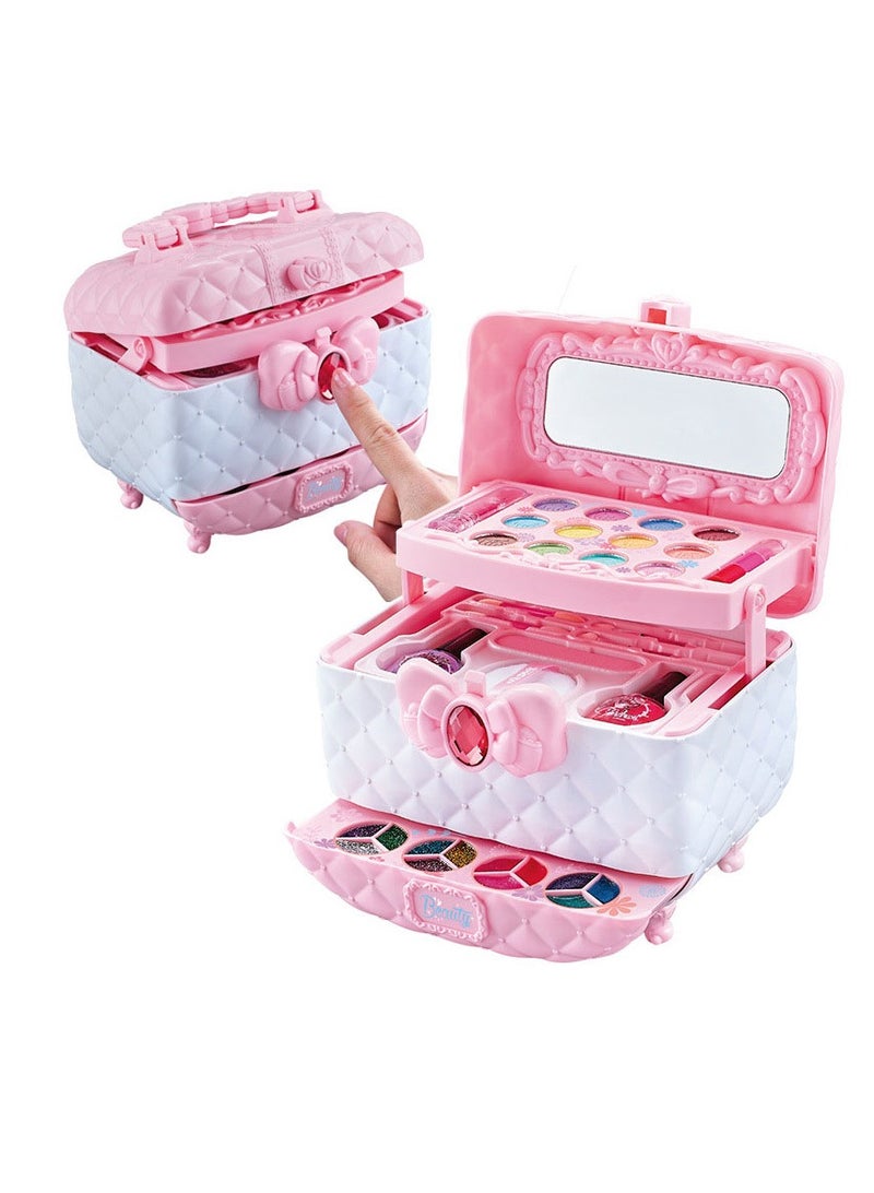 مجموعات مكياج للأطفال البنات، مجموعة مكياج تجميلية مع حقيبة مكياج جميلة، مكياج لعب قابل للغسل للأطفال غير سامة، هدايا ألعاب. - Image 3