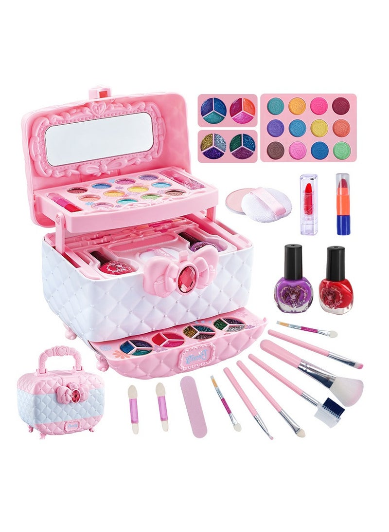 مجموعات مكياج للأطفال البنات، مجموعة مكياج تجميلية مع حقيبة مكياج جميلة، مكياج لعب قابل للغسل للأطفال غير سامة، هدايا ألعاب. - Image 1