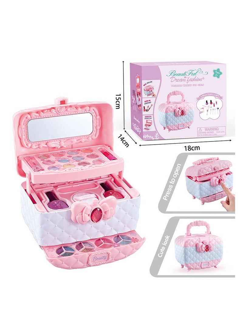 مجموعات مكياج للأطفال البنات، مجموعة مكياج تجميلية مع حقيبة مكياج جميلة، مكياج لعب قابل للغسل للأطفال غير سامة، هدايا ألعاب. - Image 4