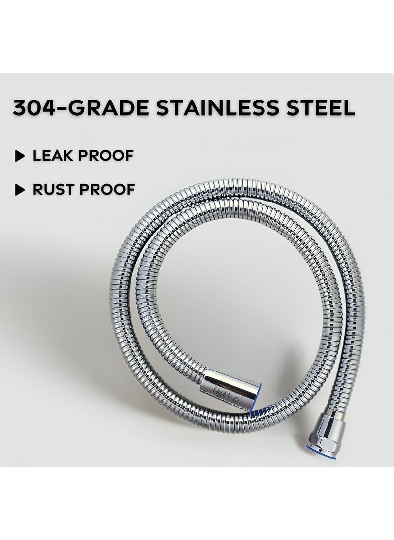 inme Inme 304 Grade Stainless Steel Shower Hose Flexible Pipe for Health FaucetJet Spray Handshower hoses with Stainless Steel Braided for High Pressure 1 Meter  - Image 3