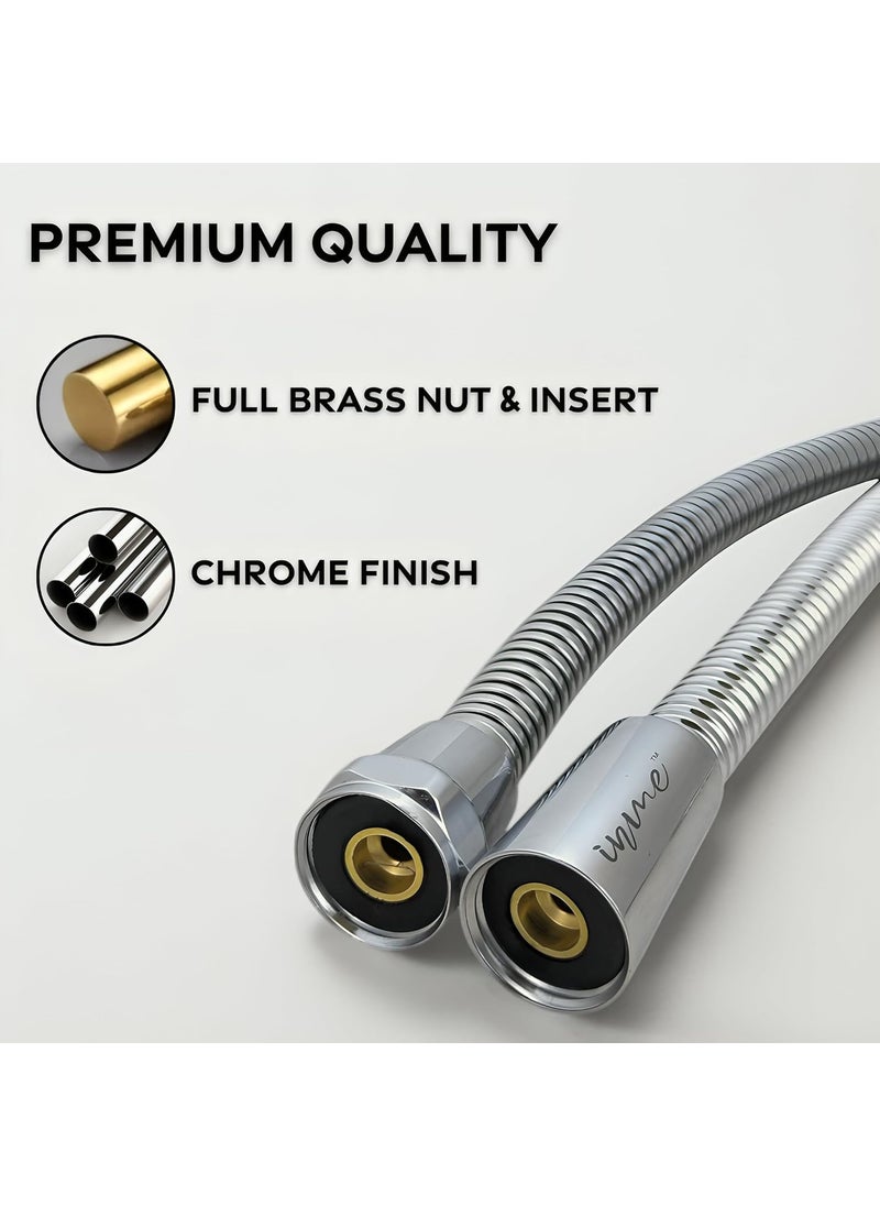 inme Inme 304 Grade Stainless Steel Shower Hose Flexible Pipe for Health FaucetJet Spray Handshower hoses with Stainless Steel Braided for High Pressure 1 Meter  - Image 5