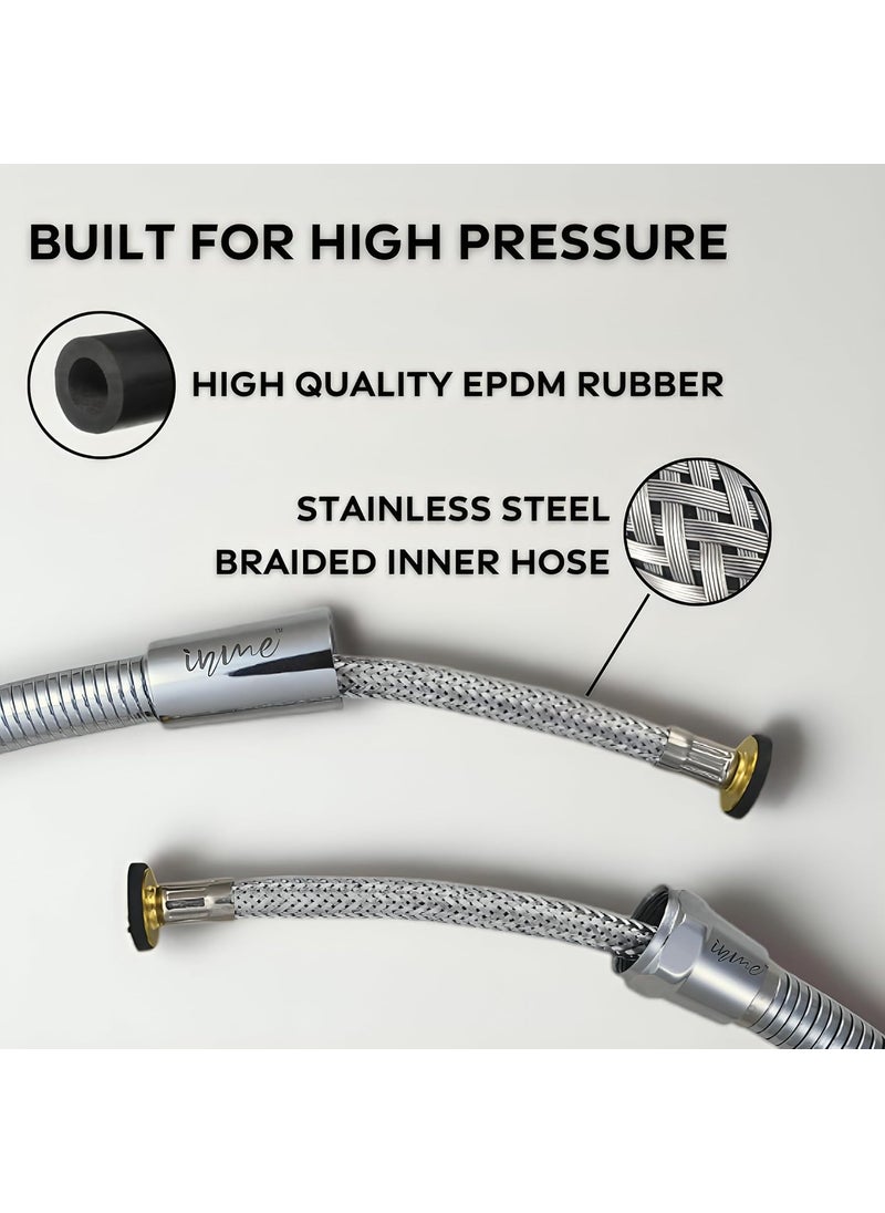 inme Inme 304 Grade Stainless Steel Shower Hose Flexible Pipe for Health FaucetJet Spray Handshower hoses with Stainless Steel Braided for High Pressure 1 Meter  - Image 4