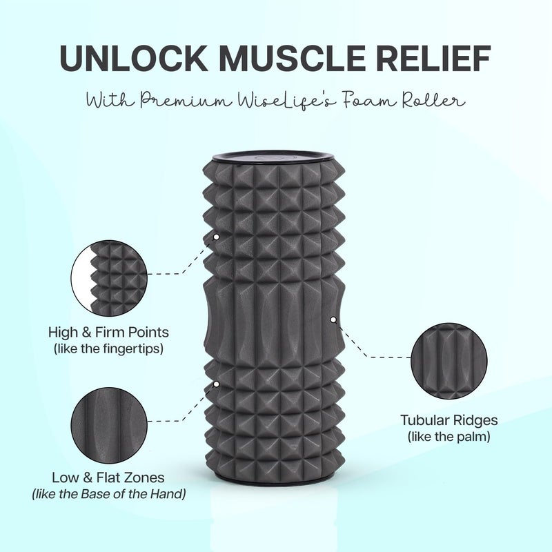 WISELIFE Eco-Friendly Spikes Foam Roller | Premium Eva Foam | Light Weight & Travel-Friendly Foam Roller for Relieve Muscle Tightness, Soreness & Inflammation (Silver) - Image 3