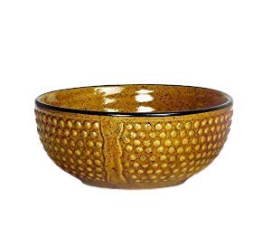 Caffeine Ceramic Handmade Mustard Bubble Serving Bowl - Image 2