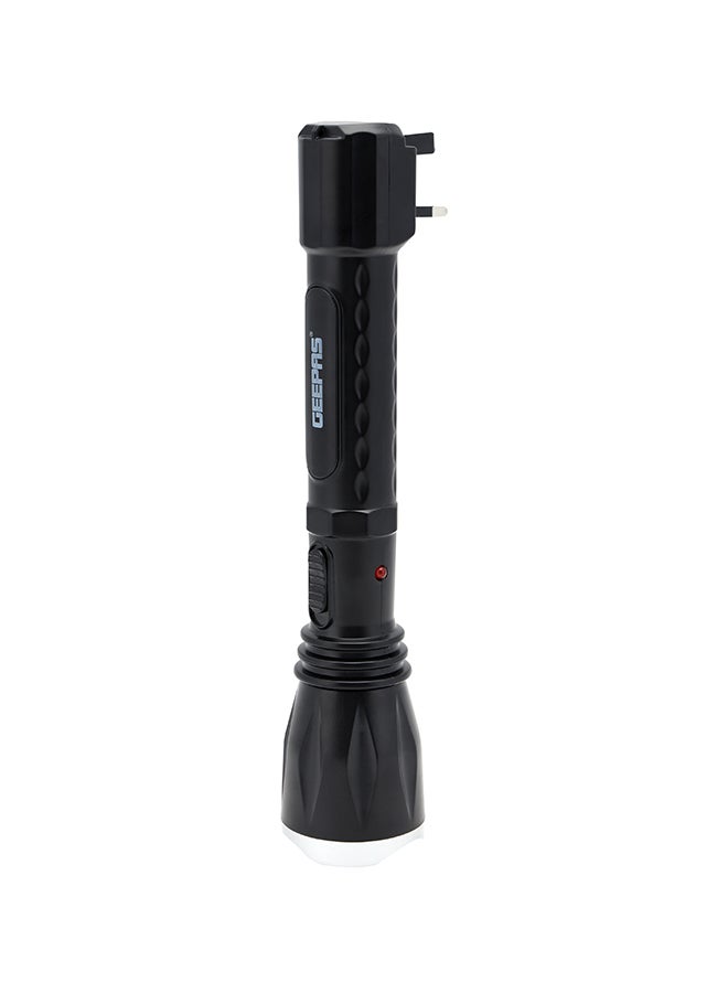 GEEPAS Rechargeable LED Flashlight with Hyper Bright 1W Hi-Power LED Light, Built-in 400mAh Lead Acid Battery, Black 5.5x31cm - Image 2