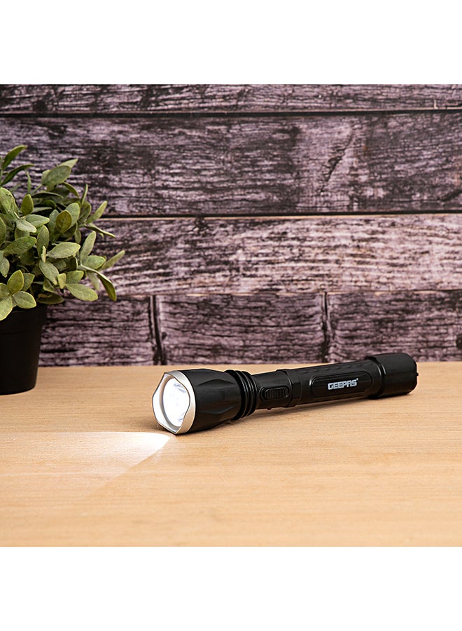 GEEPAS Rechargeable LED Flashlight with Hyper Bright 1W Hi-Power LED Light, Built-in 400mAh Lead Acid Battery, Black 5.5x31cm - Image 5