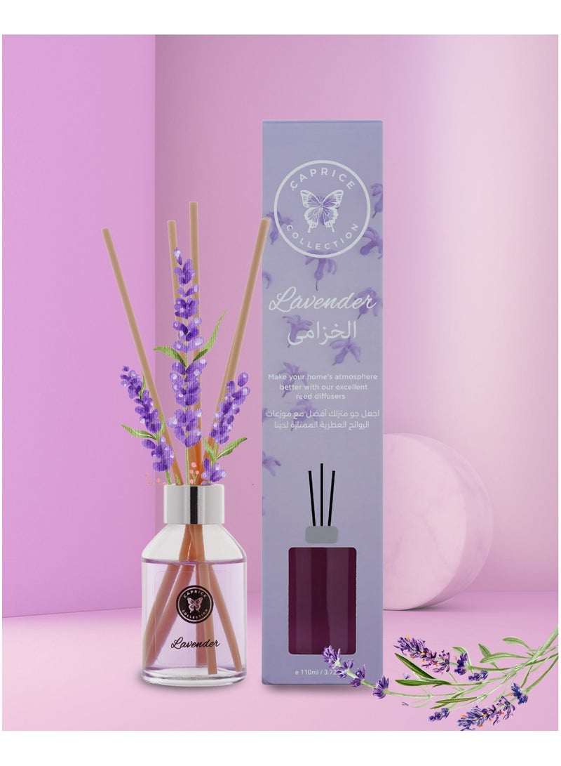 مجموعة كابريس معطر جو من القصب - برائحة اللافندر، ١١٠ مل | معطر جو منزلي يدوم طويلًا | معطر جو طبيعي وأنيق - Image 3