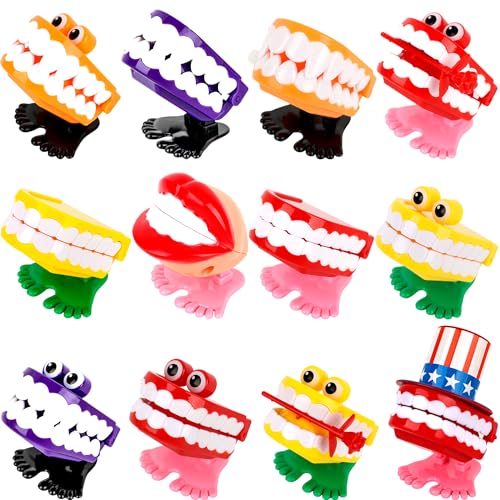 Drayear 12 Pcs Wind Up Teeth Chattering Toys Novelty Wind Up Walking Teeth Chomping Teeth with Eyes and Feet for Kids Birthday Halloween Christmas Party Favors Novelty Gag Gifts - Image 1