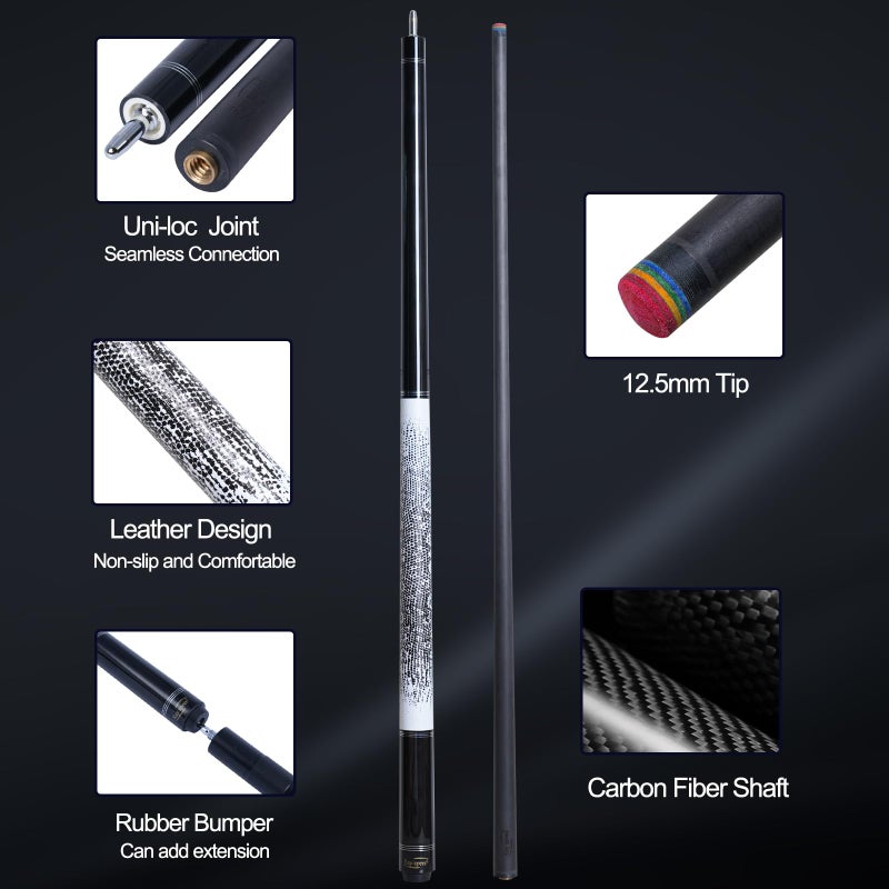 Ray speed Carbon Fiber Pool Cue Stick 12.5mm Rainbow Tip Low Deflection Pool Stick with Uni-loc Pin Joint and Extension Pool Stick-20 oz - Image 3