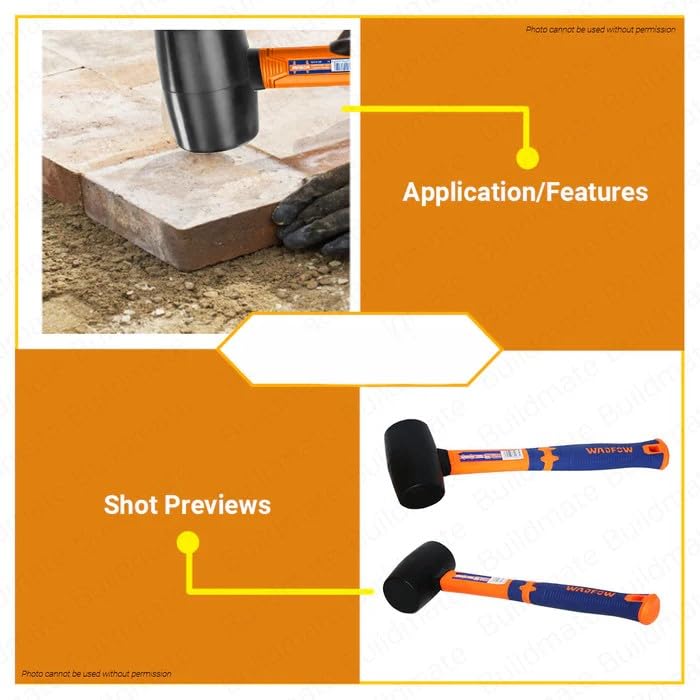 WADFOW Rubber Hammer Rubber Mallet with ShockAbsorbing Fibreglass Handle Textured Cushion Grip WITH 1 YEAR SERVICE WARRANTY - Image 5