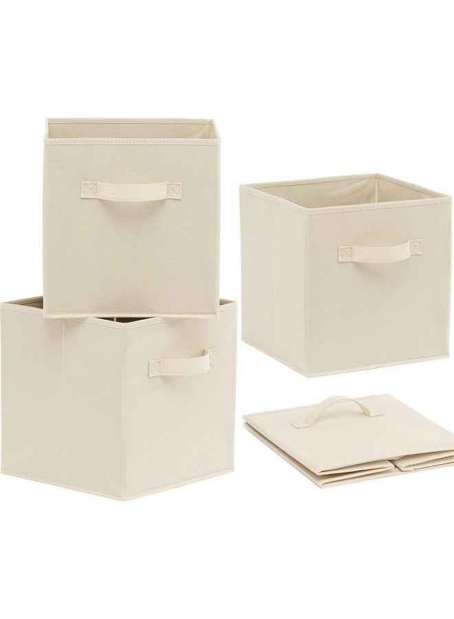 Storage Bins, Foldable Fabric Storage Cubes And Cloth Storage Organizer Drawer For Closet And Toys Storage,4 Pack Beige  - Image 1