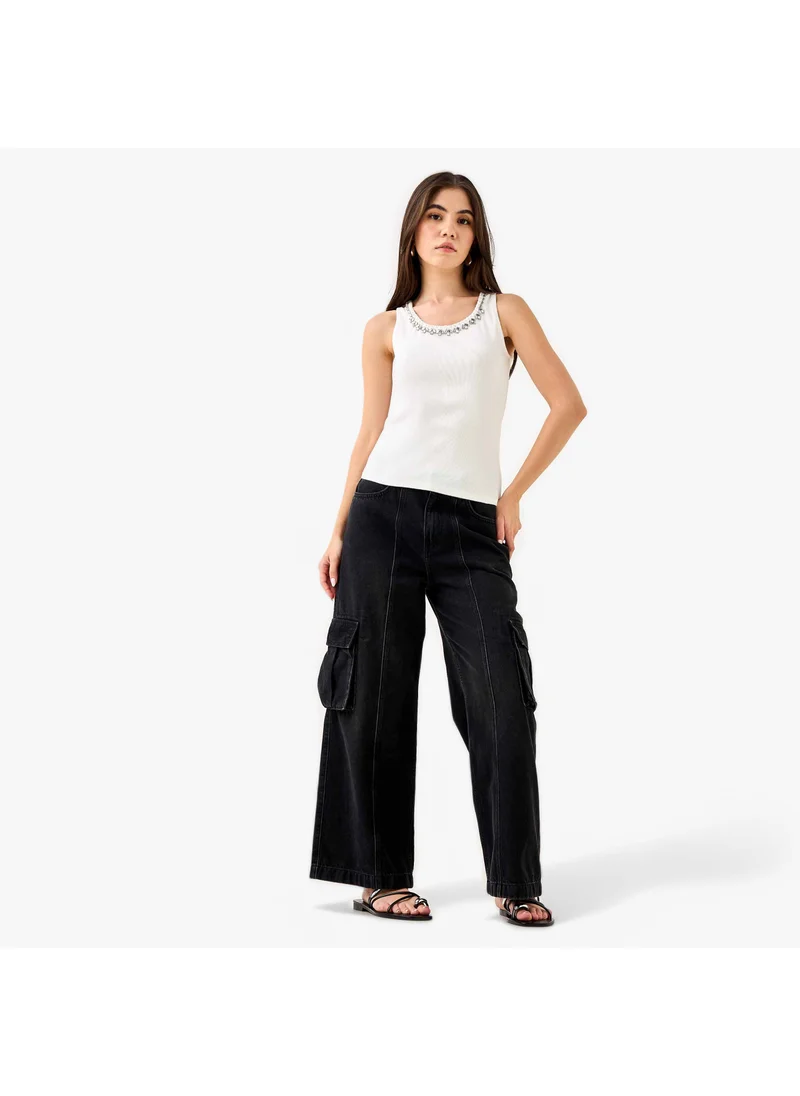 Iconic Embellished Ribbed Tank Top