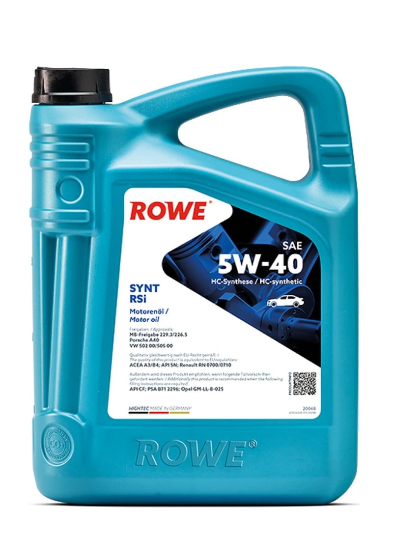 ROWE Hightec Synt RSi SAE 5W-40 Engine Oil 5Ltr - for Diesel and Petrol Engines with and without Turbocharging (Germany)  - Image 1