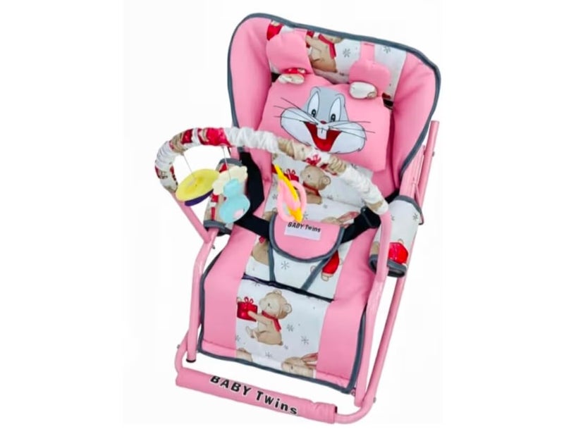 Baby Bouncer with Safety Belt and Toy Set (Rose)