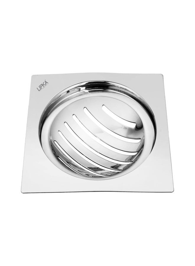 LIPKA Pack of 2 Eon Square Flat Cut with Classic Jali Floor Drain |Premium Stainless Steel |5 x 5 Inches| - Image 1