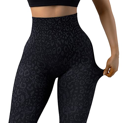 SUUKSESS Scrunch Butt Lifting Seamless Leggings for Women Booty High Waisted Workout Yoga Pants (Leopard Black, L) - Image 4