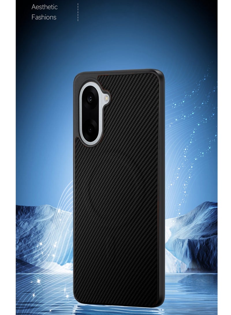 دبليو تيك غطاء خلفي واقٍ من السيليكون الناعم وألياف الكربون مع دعم Magsafe لهاتف OnePlus Nord CE5 5G 2025 (MCFPSN) - أسود - Image 4