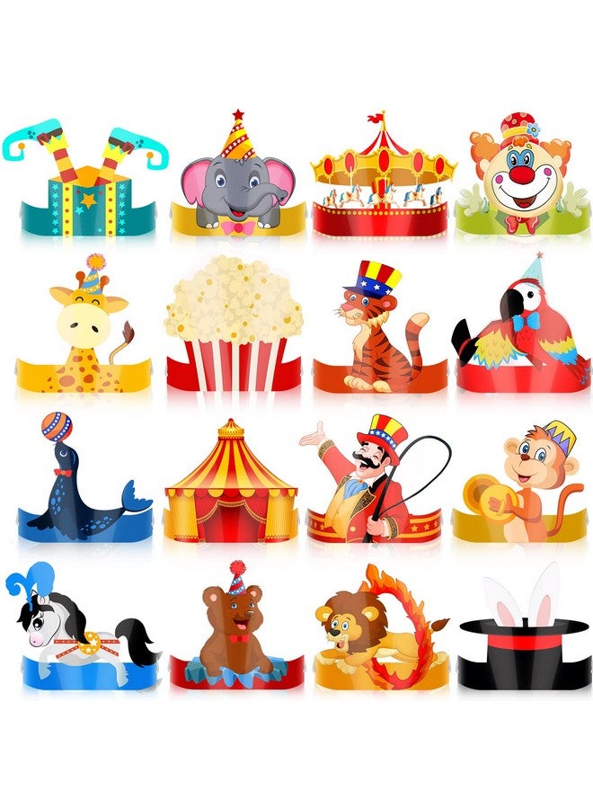 Woanger Circus Party Hats (32 Pcs), Cute Circus Crown Headbands With Ropes, Carnival Decorations For Kids Birthday Party Supply Costume - Image 1