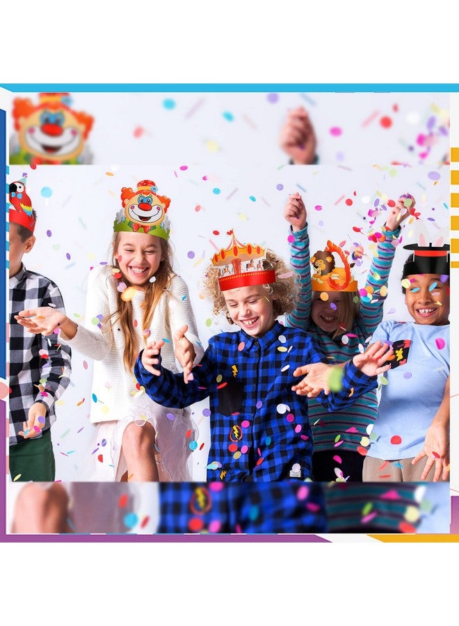 Woanger Circus Party Hats (32 Pcs), Cute Circus Crown Headbands With Ropes, Carnival Decorations For Kids Birthday Party Supply Costume - Image 4